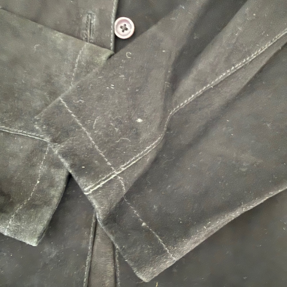 INC International Concepts Black Genuine Leather Suede Shirt Jacket M Y2K Grunge - Picture 8 of 10